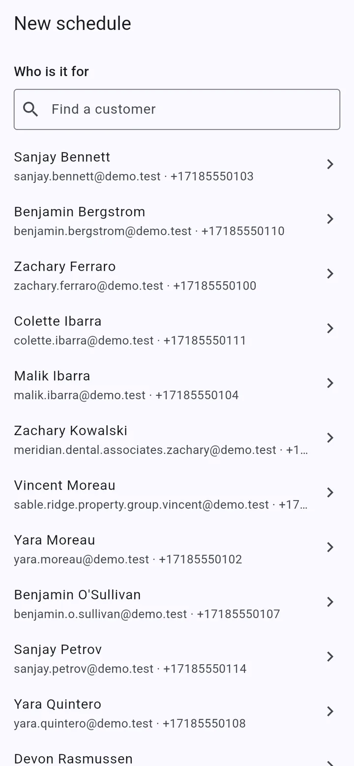 Creating a recurring schedule in the mobile app