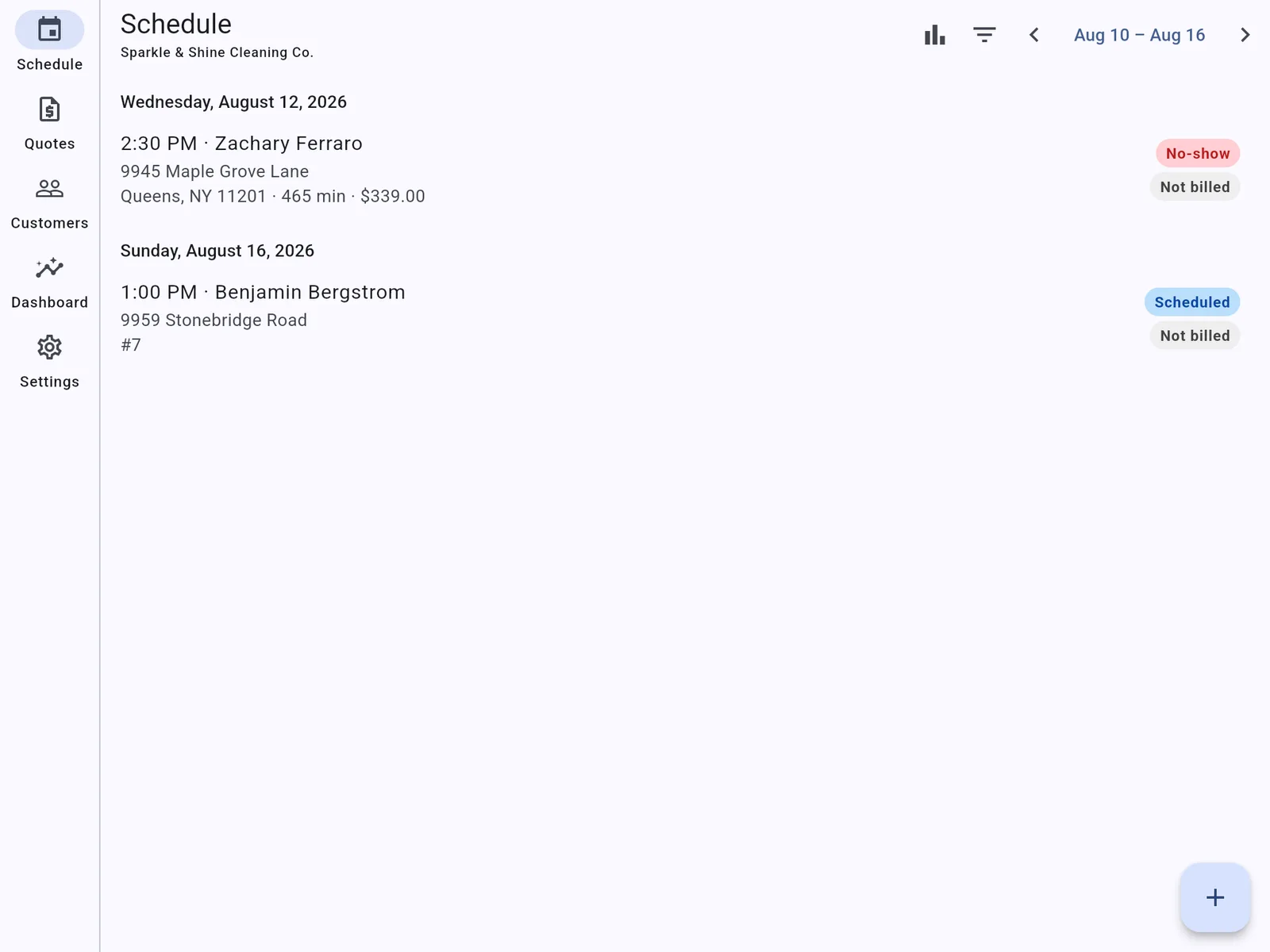 The app on a tablet, showing the two-pane layout